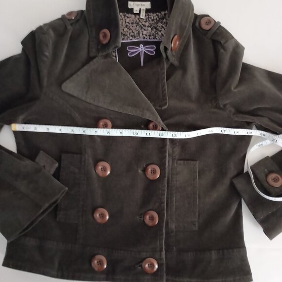Tyler Boe Brown Corduroy Double Breasted Cropped Lined Jacket Women’s Size 8 - Picture 12 of 16